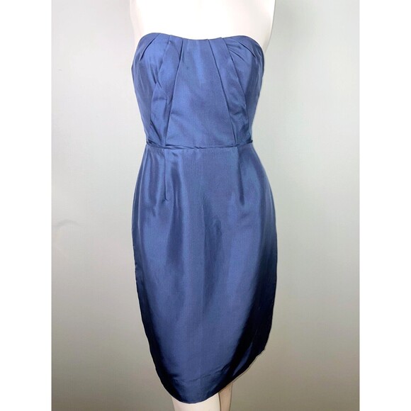 NWT J Crew Alexia Strapless Silk A Line Pebble Blue Dress New Cocktail Formal 2 - Picture 2 of 15